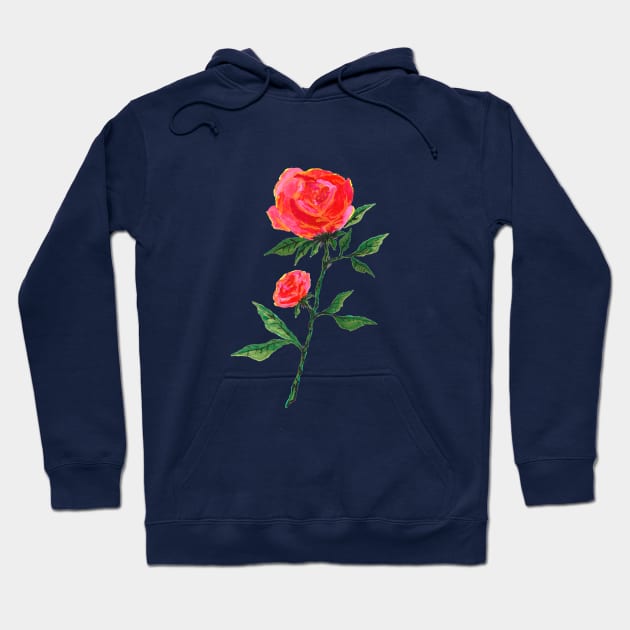 Red Rose Watercolor Hoodie by ZeichenbloQ